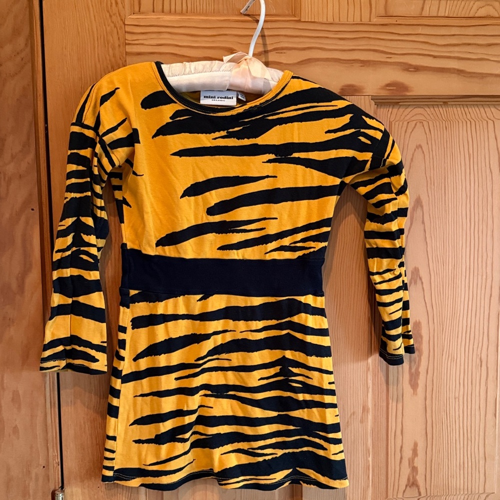 Mini Rodini Yellow and Black Tiger Stripe Dress